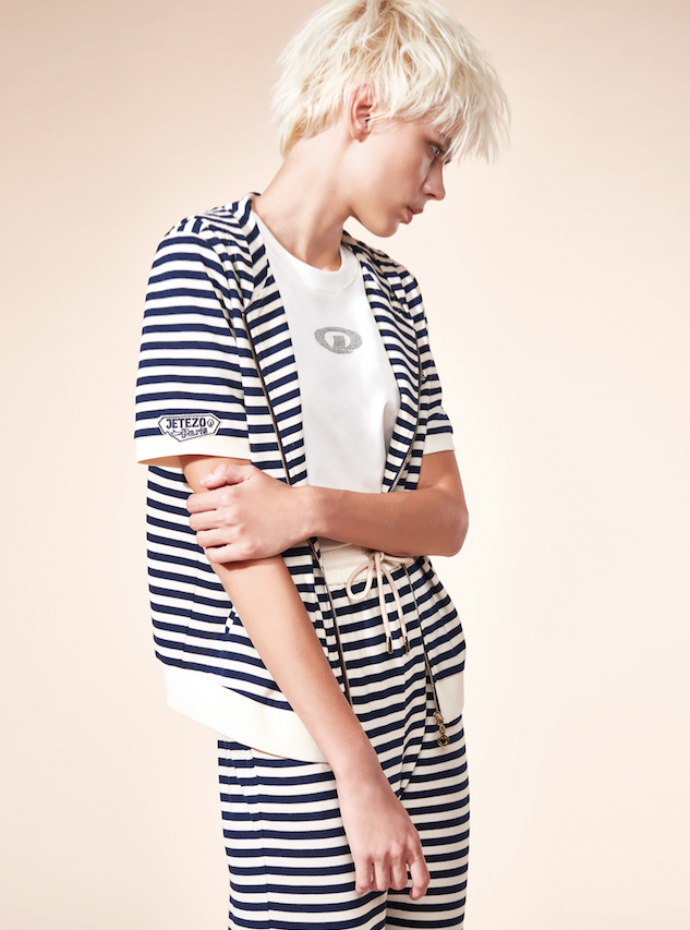 BD10309D1 海軍條紋休閒短袖外套