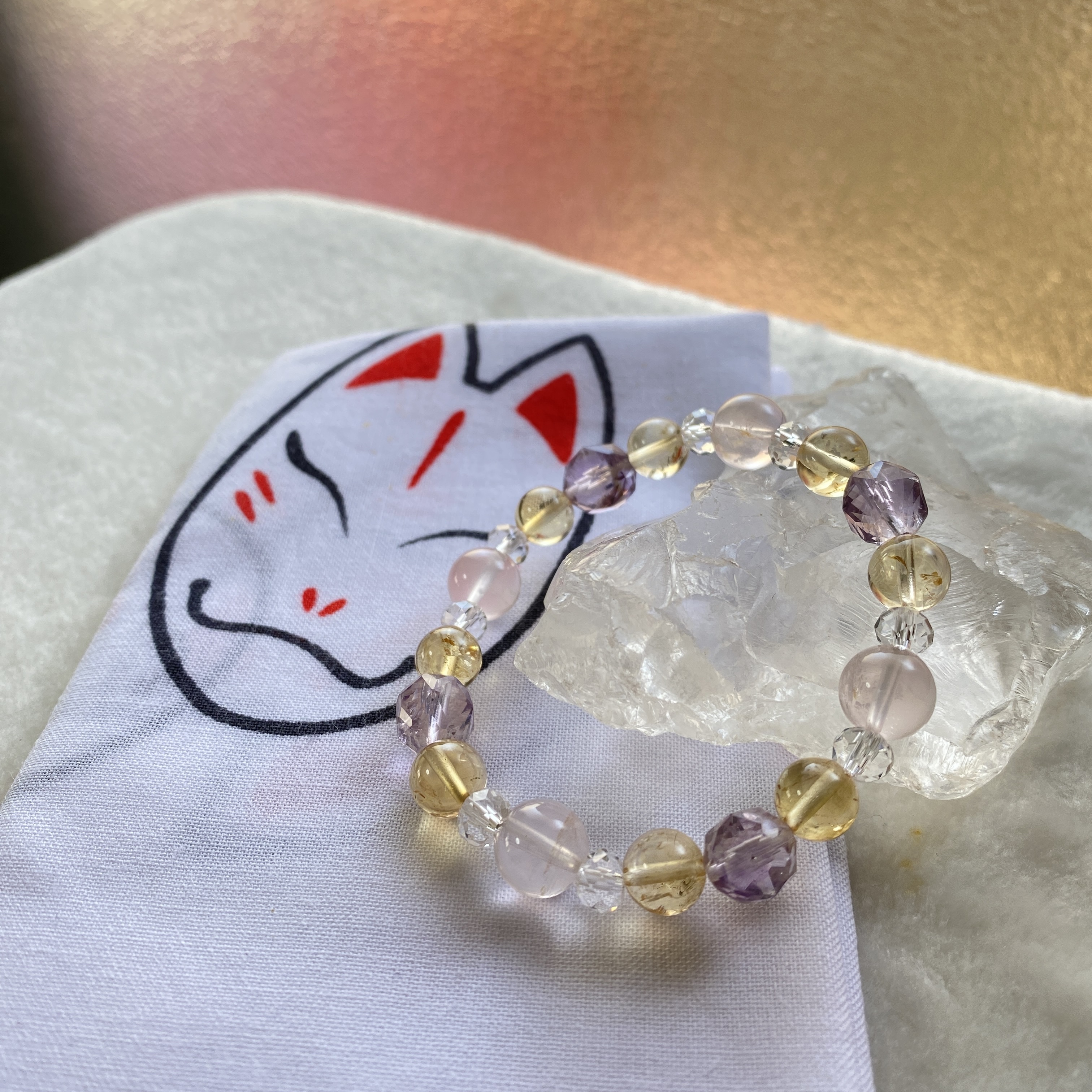 黃晶 紫晶 粉晶 白晶  天然 水晶 日本 手作 禮物 2025新年