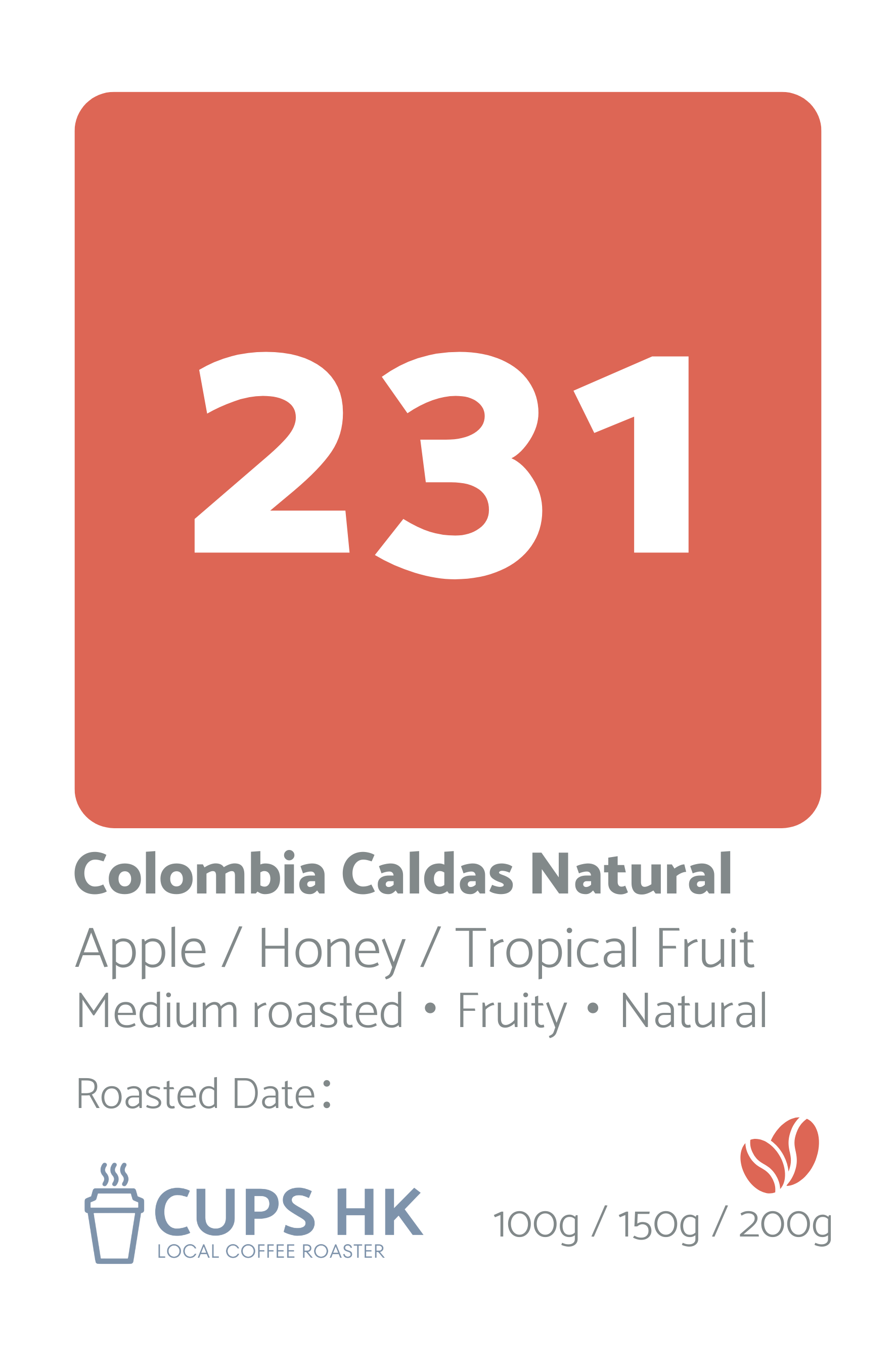 231 ： Colombia Caldas Natural 哥倫比亞精選咖啡豆