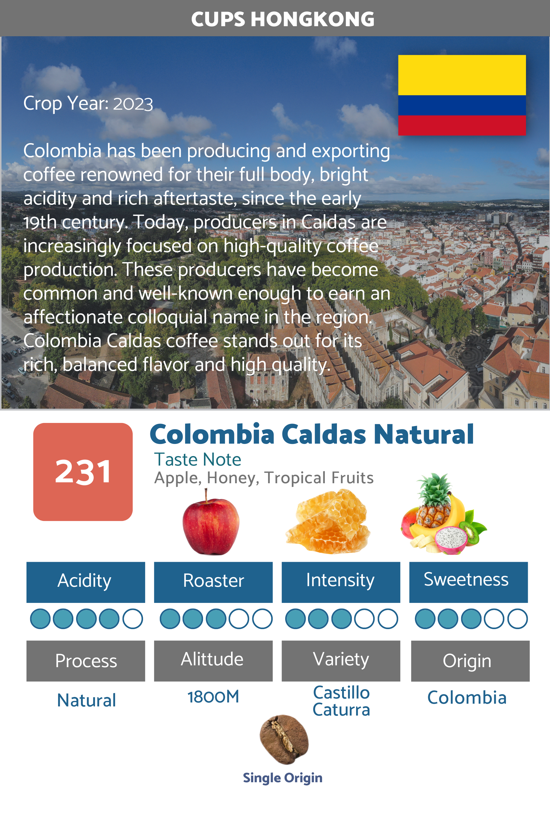 231 ： Colombia Caldas Natural 哥倫比亞精選咖啡豆
