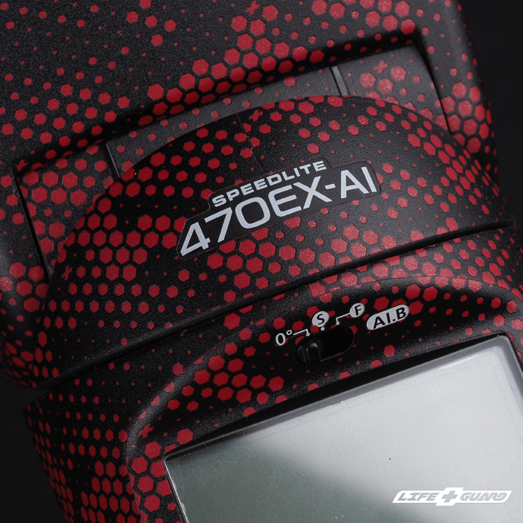 LIFE+GUARD 貼膜安裝示意，適用 Canon Speedlite 470EX-AI