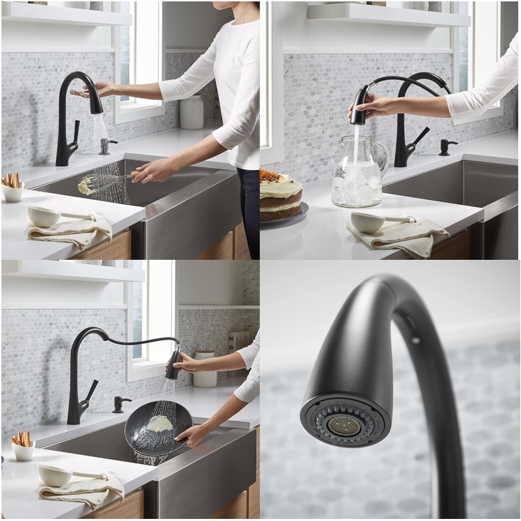 Kohler "Malleco" K-77748-4-BL Touchless Pull Out Kitchen Faucet - GA Approval & Wels
