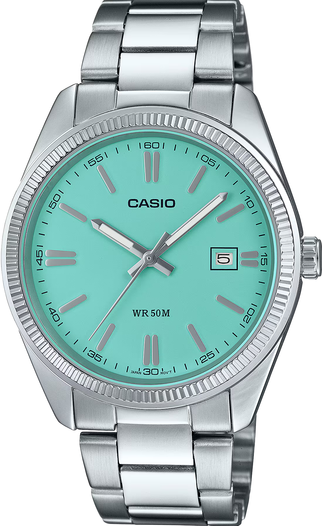 萬年鐘錶 - CASIO 卡西歐  綠色錶盤經典款指針不鏽鋼 男錶  MTP-1302PD-2A2V  錶徑38.5MM