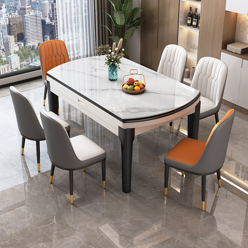 紫文軒 岩板餐桌椅組合 (1桌6椅)