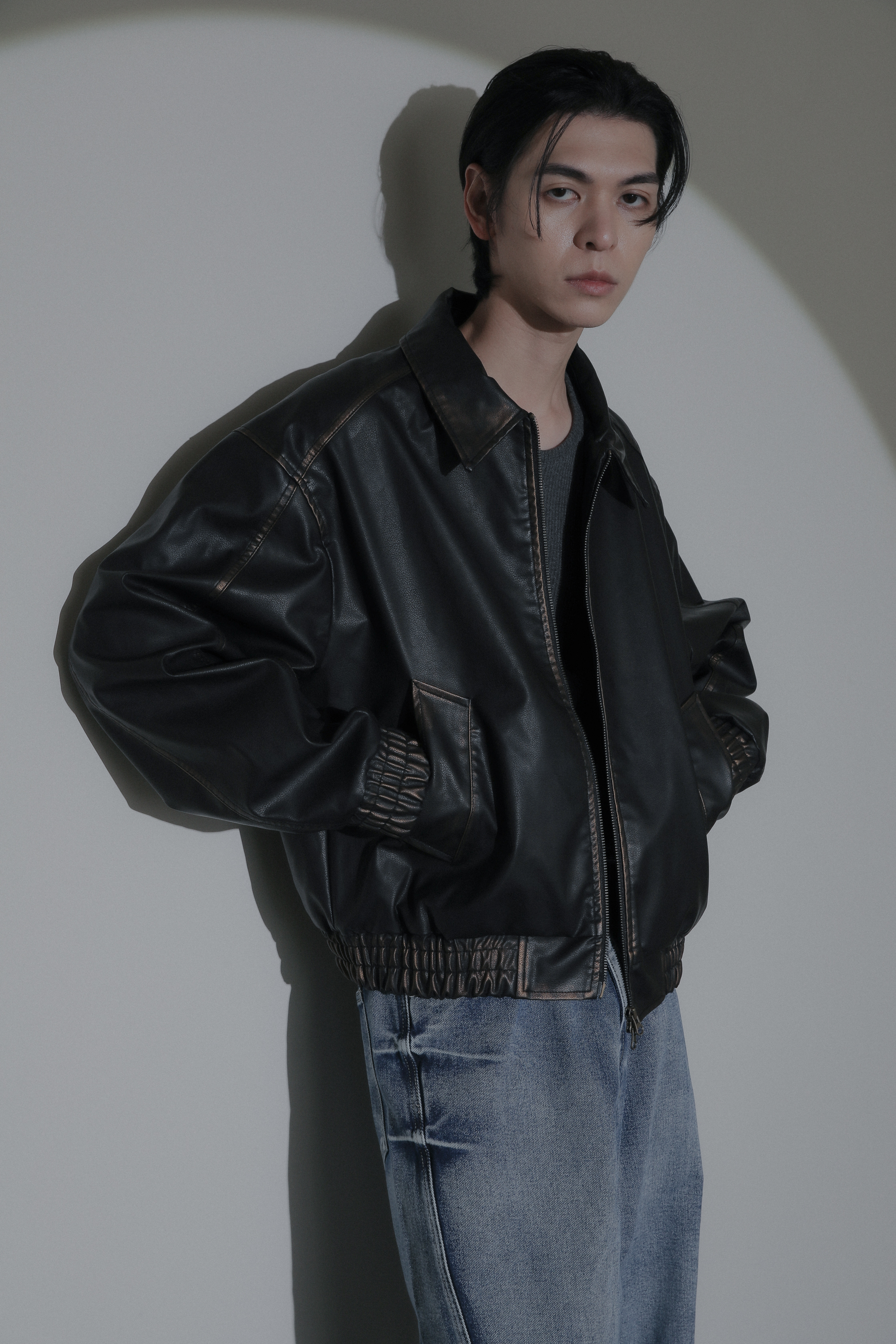 【Discount】Garment Wash Leather Jacket #皮外套