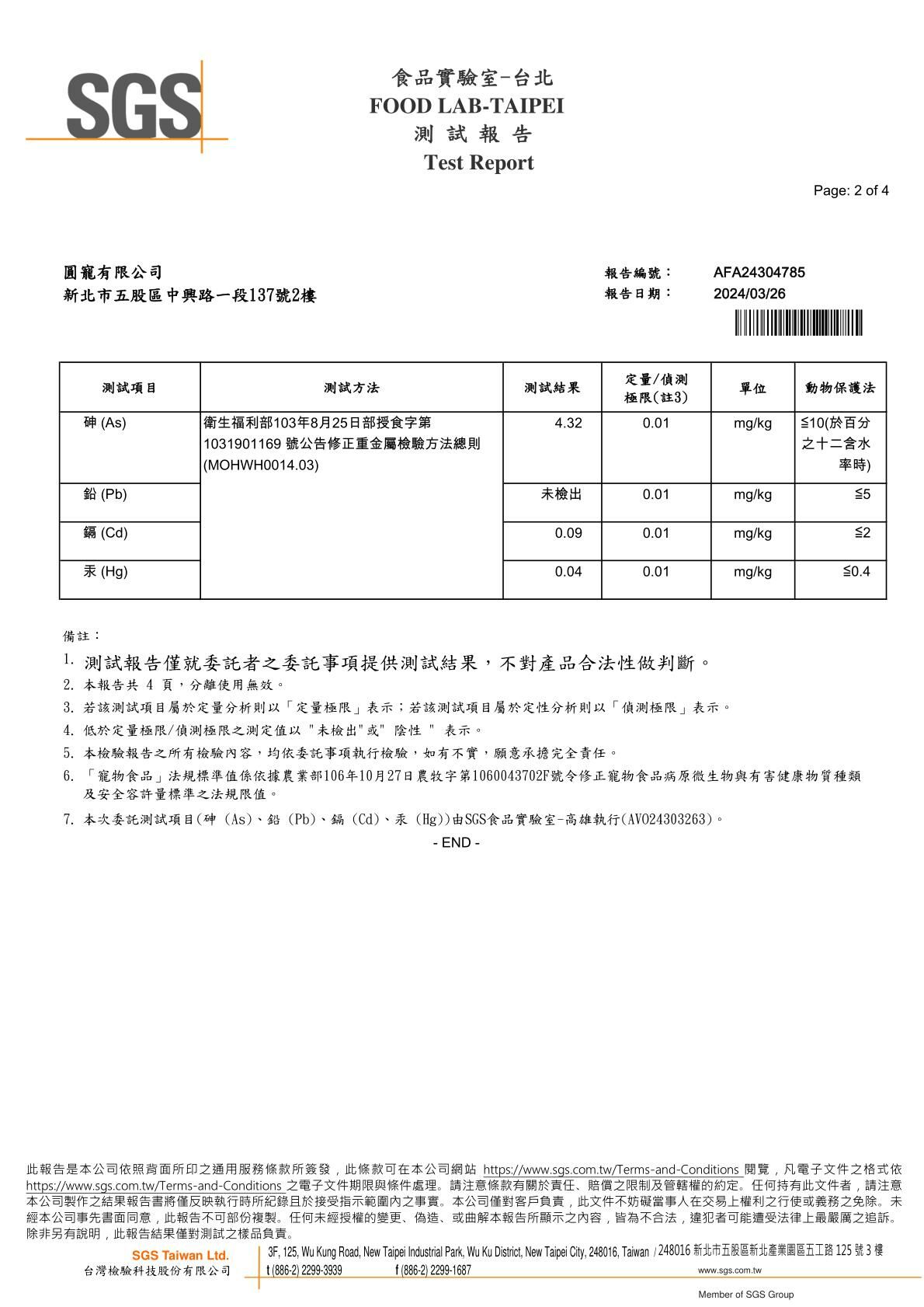 卡尼柳葉魚凍乾零食SGS檢驗報告