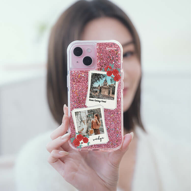 喜歡生活 粉耀撞白殼 - (訂製名字) - iPhone 客製化手機殼