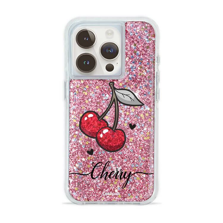 可愛小櫻 粉耀撞白殼 - (訂製名字) - iPhone 客製化手機殼