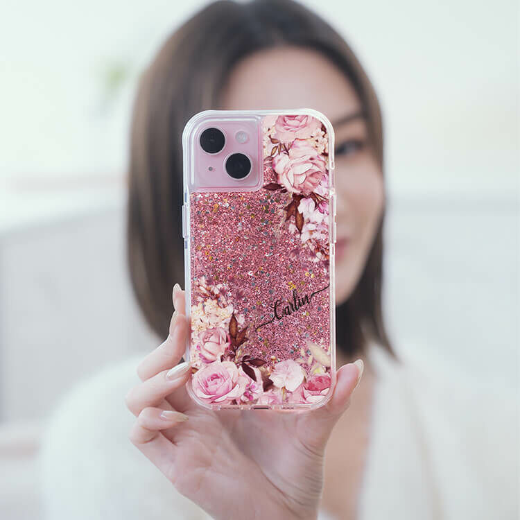 法式玫瑰 粉耀撞白殼 - (訂製名字) - iPhone 客製化手機殼