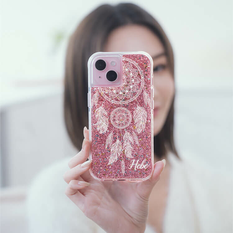 淡粉玫瑰 粉耀撞白殼 - (訂製名字) - iPhone 客製化手機殼