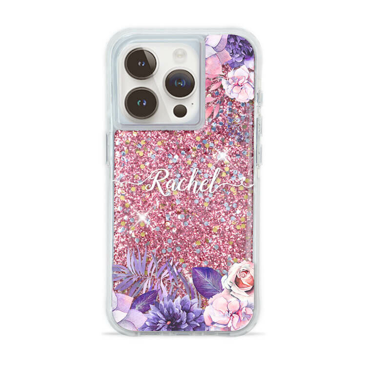 紫色叢林 粉耀撞白殼 - (訂製名字) - iPhone 客製化手機殼