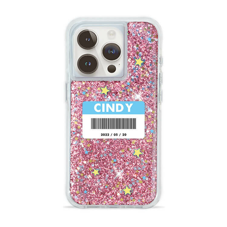 可愛載具 粉耀撞白殼 - (訂製名字) - iPhone 客製化手機殼