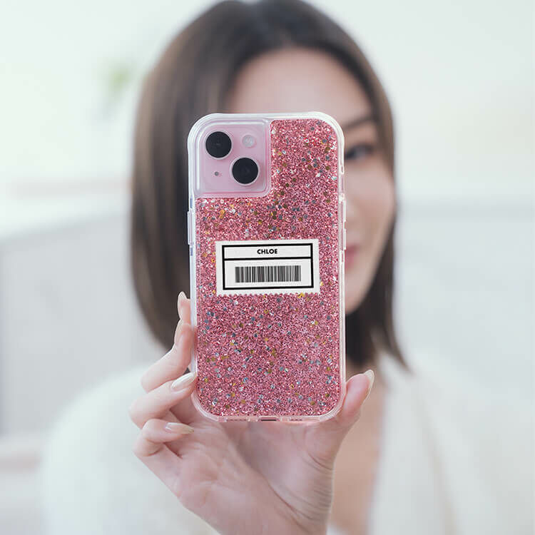 專屬載具 粉耀撞白殼 - (訂製名字) - iPhone 客製化手機殼