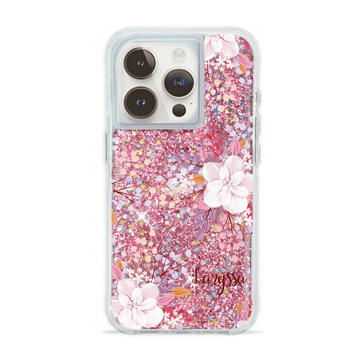 淡粉櫻花 粉耀撞白殼 - (訂製名字) - iPhone 客製化手機殼