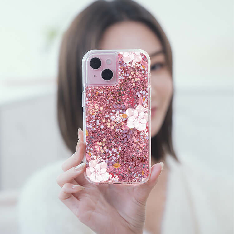 淡粉櫻花 粉耀撞白殼 - (訂製名字) - iPhone 客製化手機殼