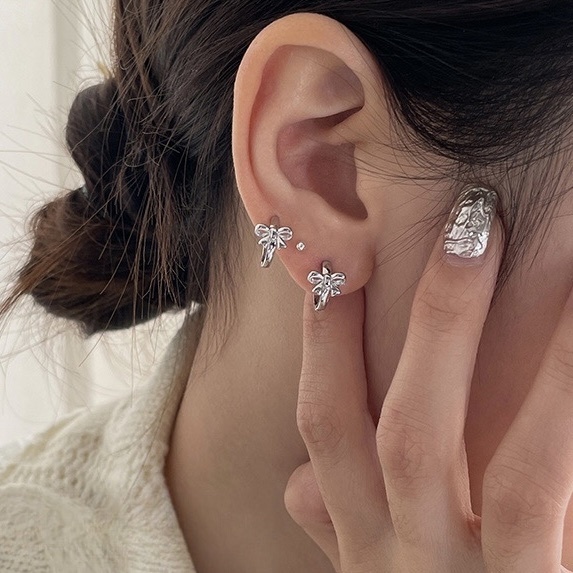 公主時髦金屬蝴蝶結 mini耳釦釘