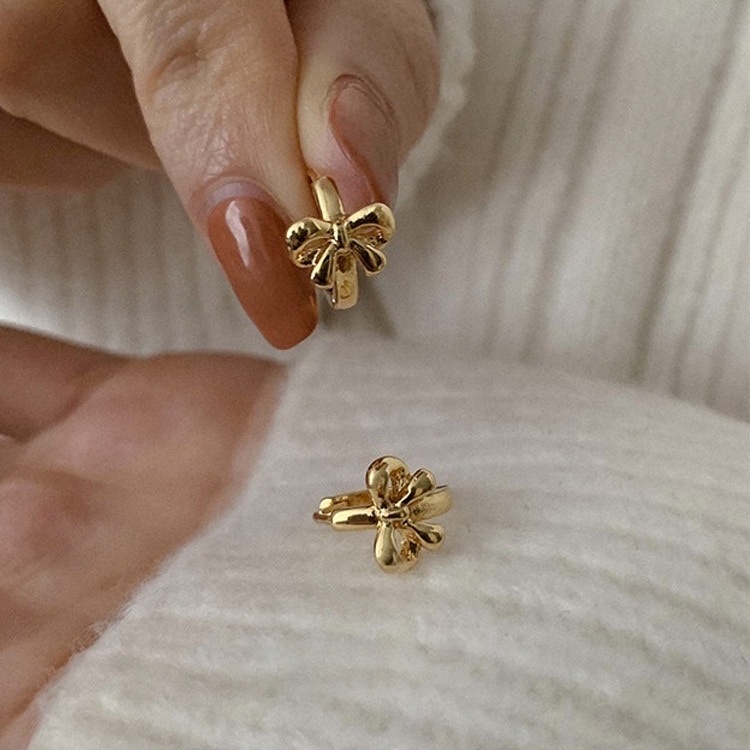 公主時髦金屬蝴蝶結 mini耳釦釘