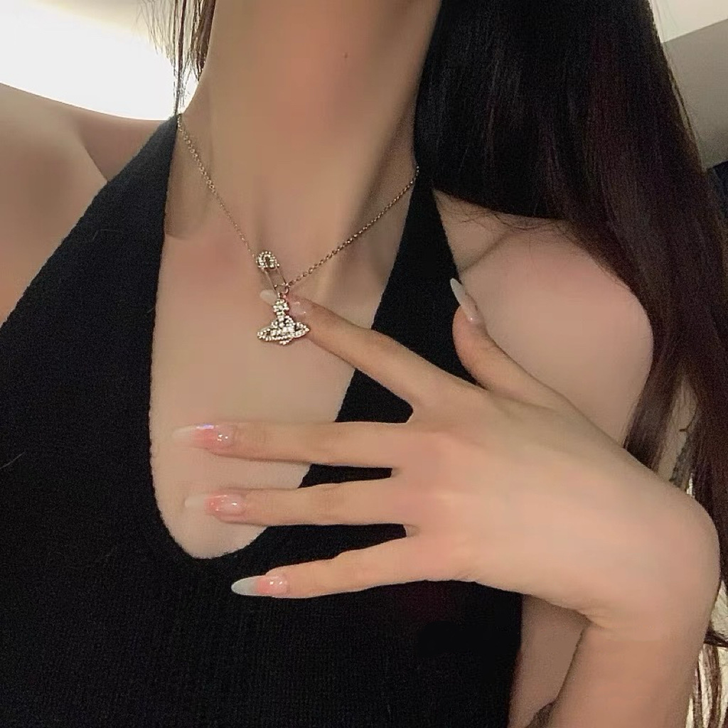 土星水鑽經典迴紋針 定製滿鑽項鍊