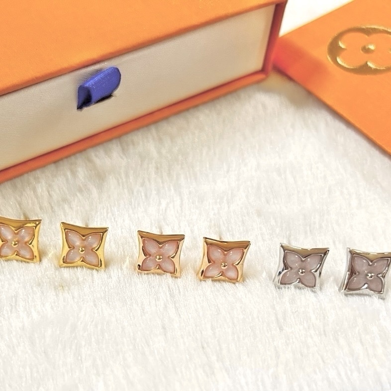 18k 菱白玉貝神仙老花 定製耳釘