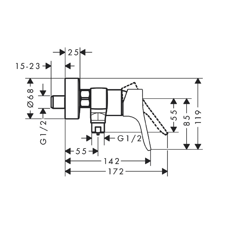 hansgrohe Zebris 72578, -000 Single lever shower mixer for exposed installation - GA Approval