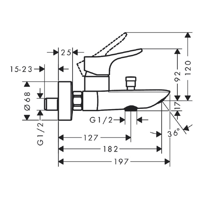 hansgrohe Zebris 72575, -000 Single lever bath mixer for exposed installation - GA Approval