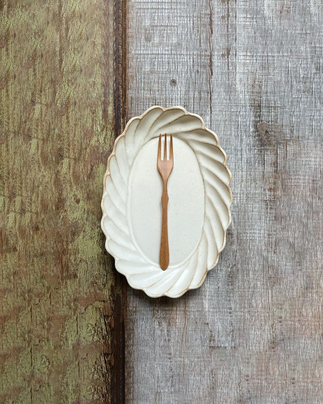 Mashiko ware kinari Twist Oval Plate M｜Wakasama