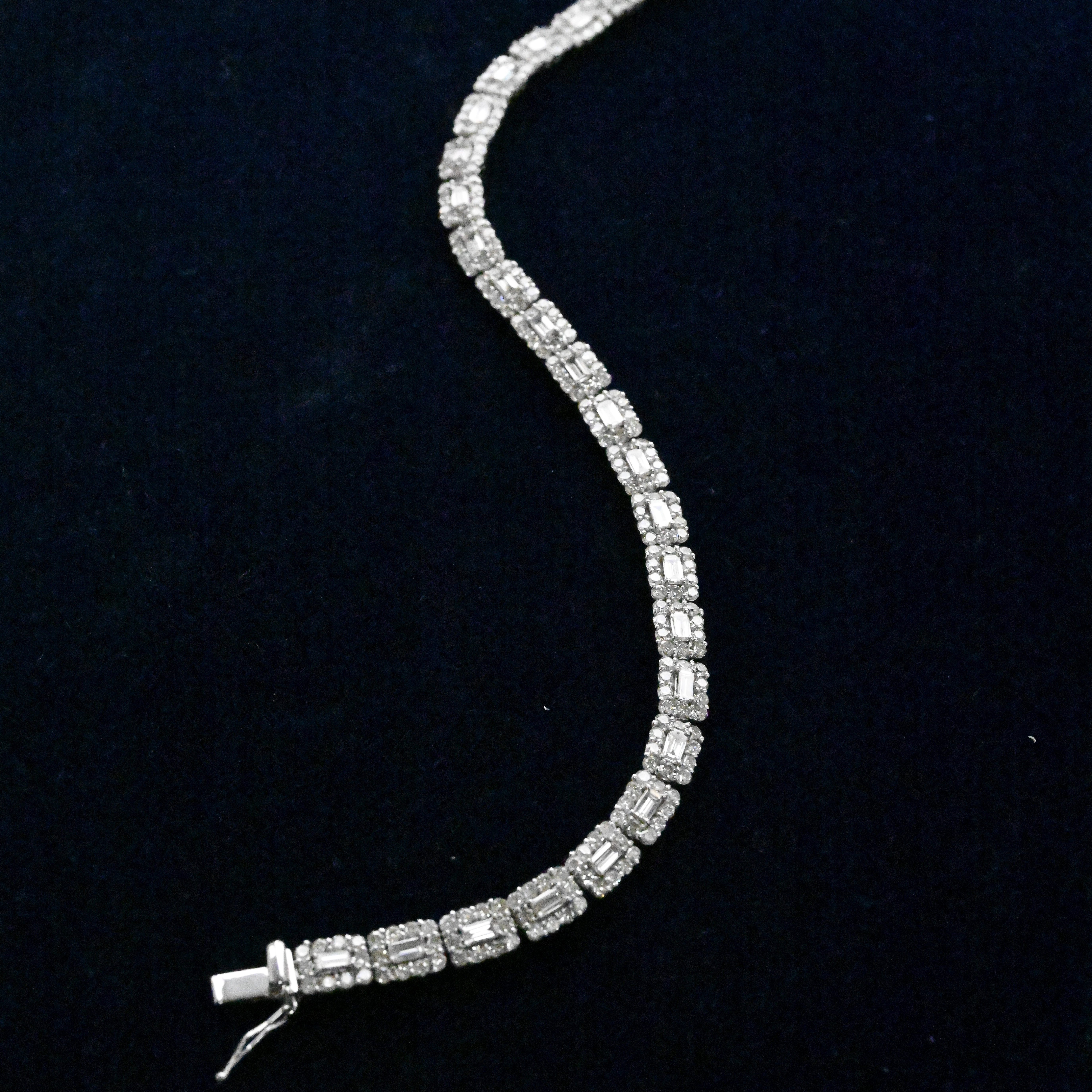 18K Full Diamond with Baguette Cut Tennis Bracelet