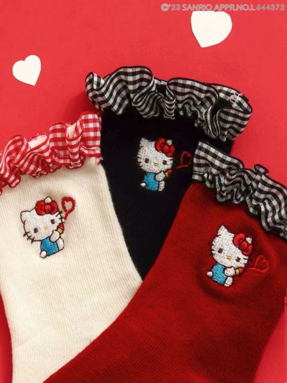 Hello kitty地板襪 (1套5對)