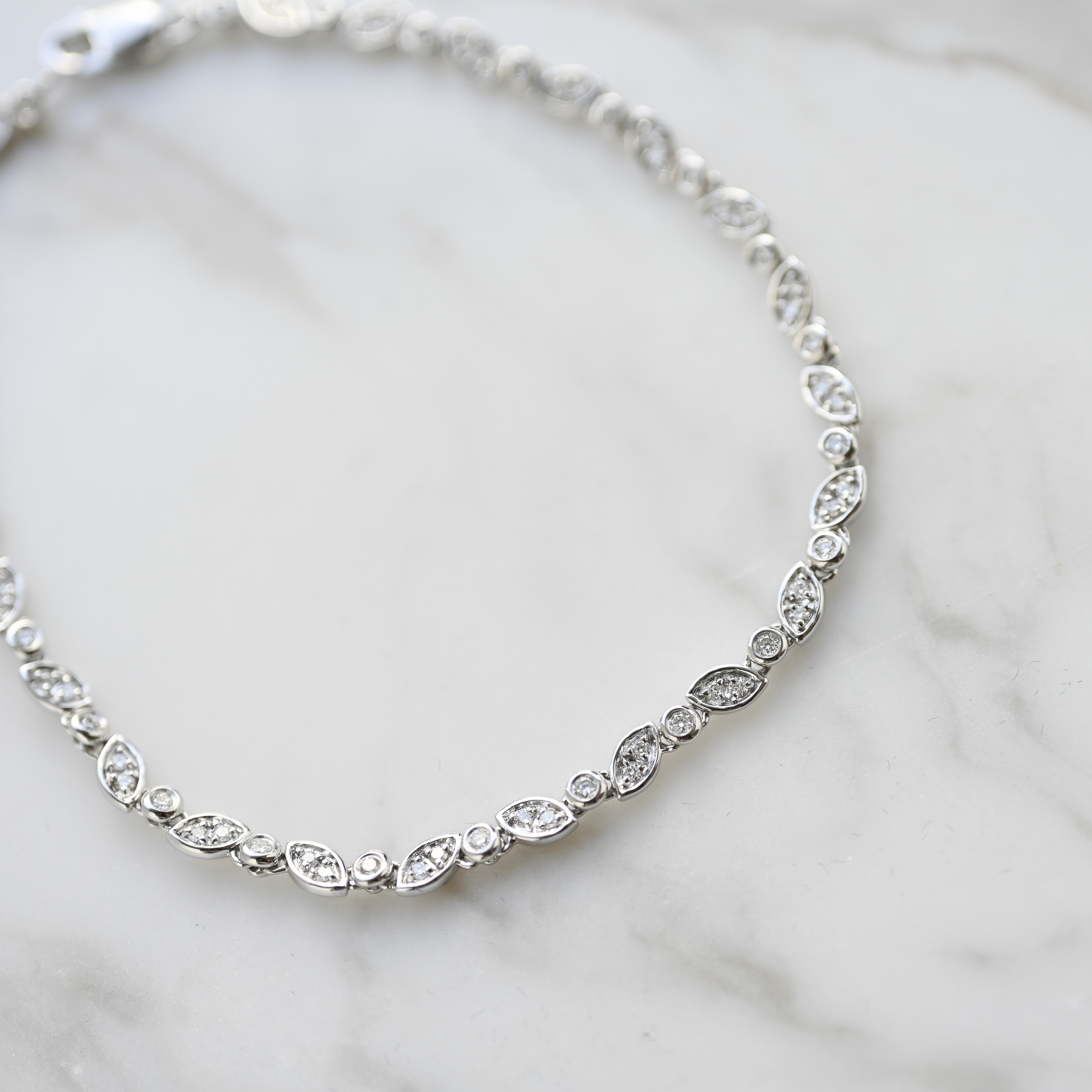 18K Petal Diamond Tennis Bracelet