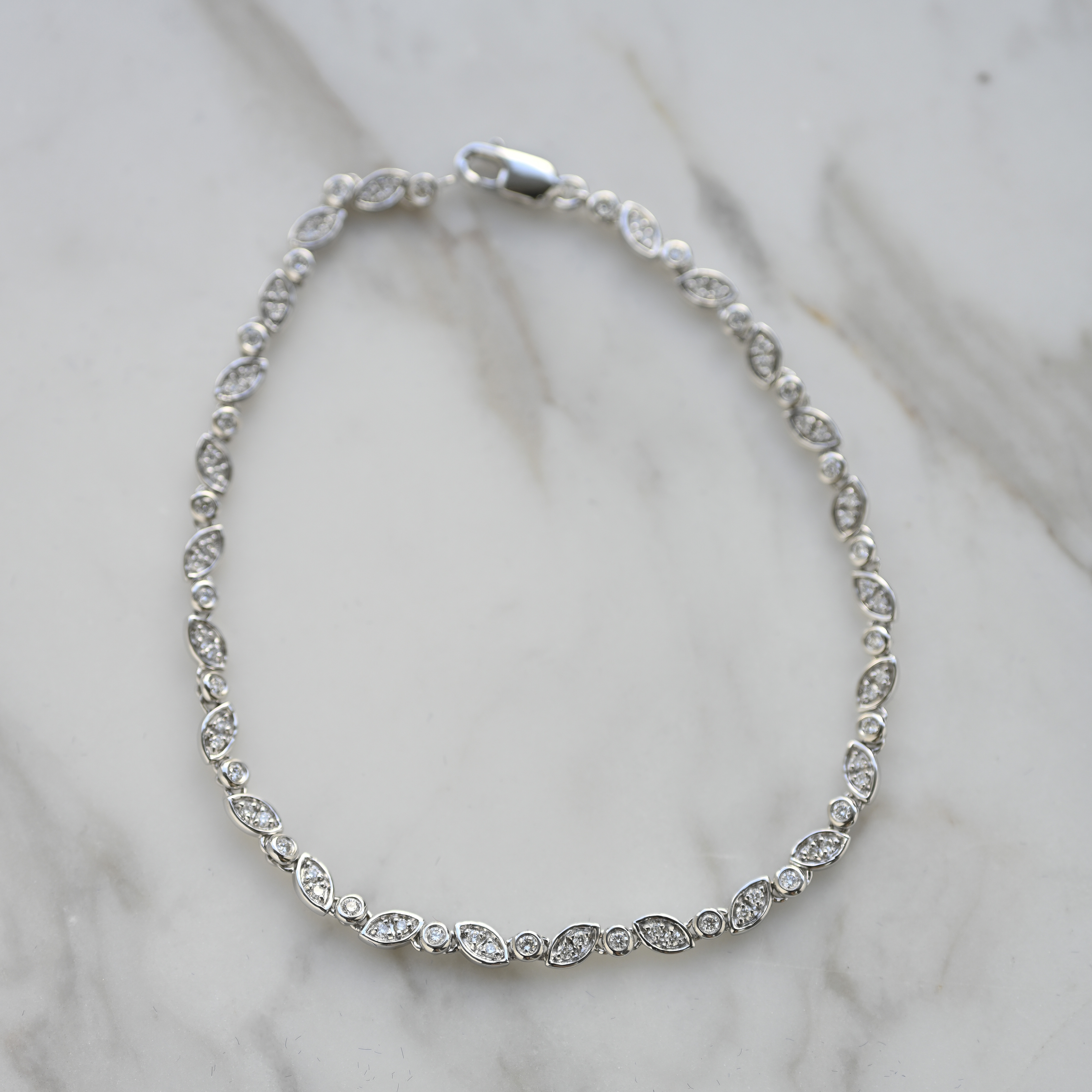 18K Petal Diamond Tennis Bracelet