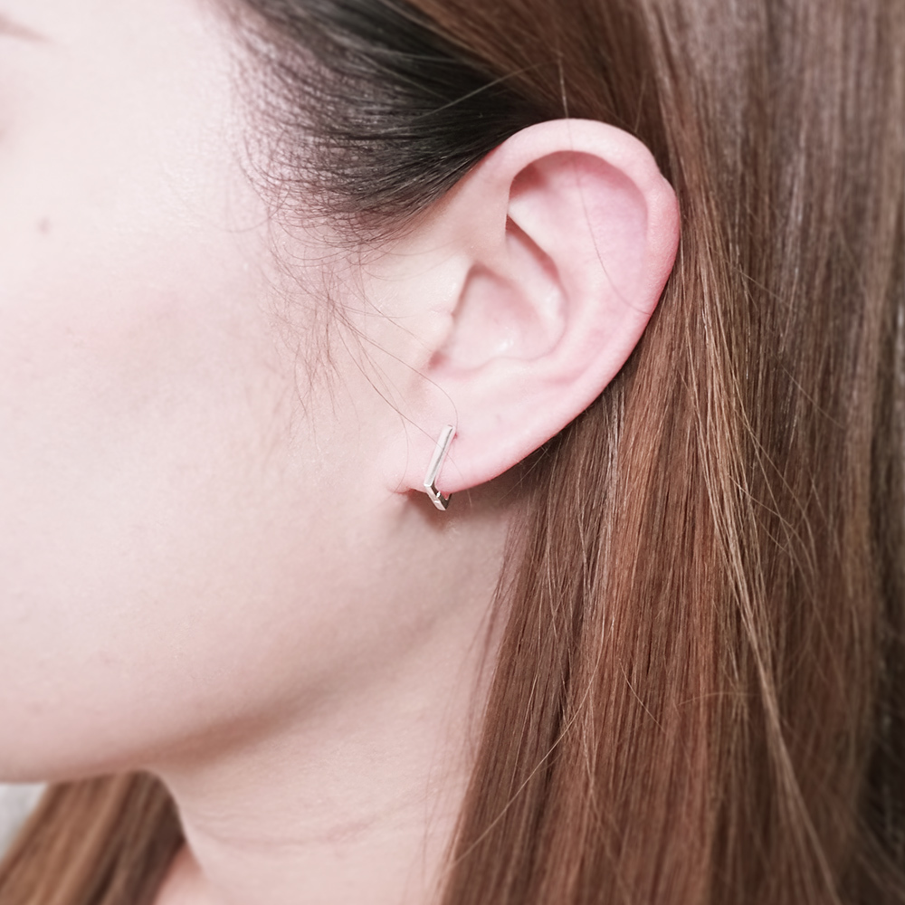 方框 易扣式 10mm 基本款 925純銀耳環 女生 男生 中性耳環