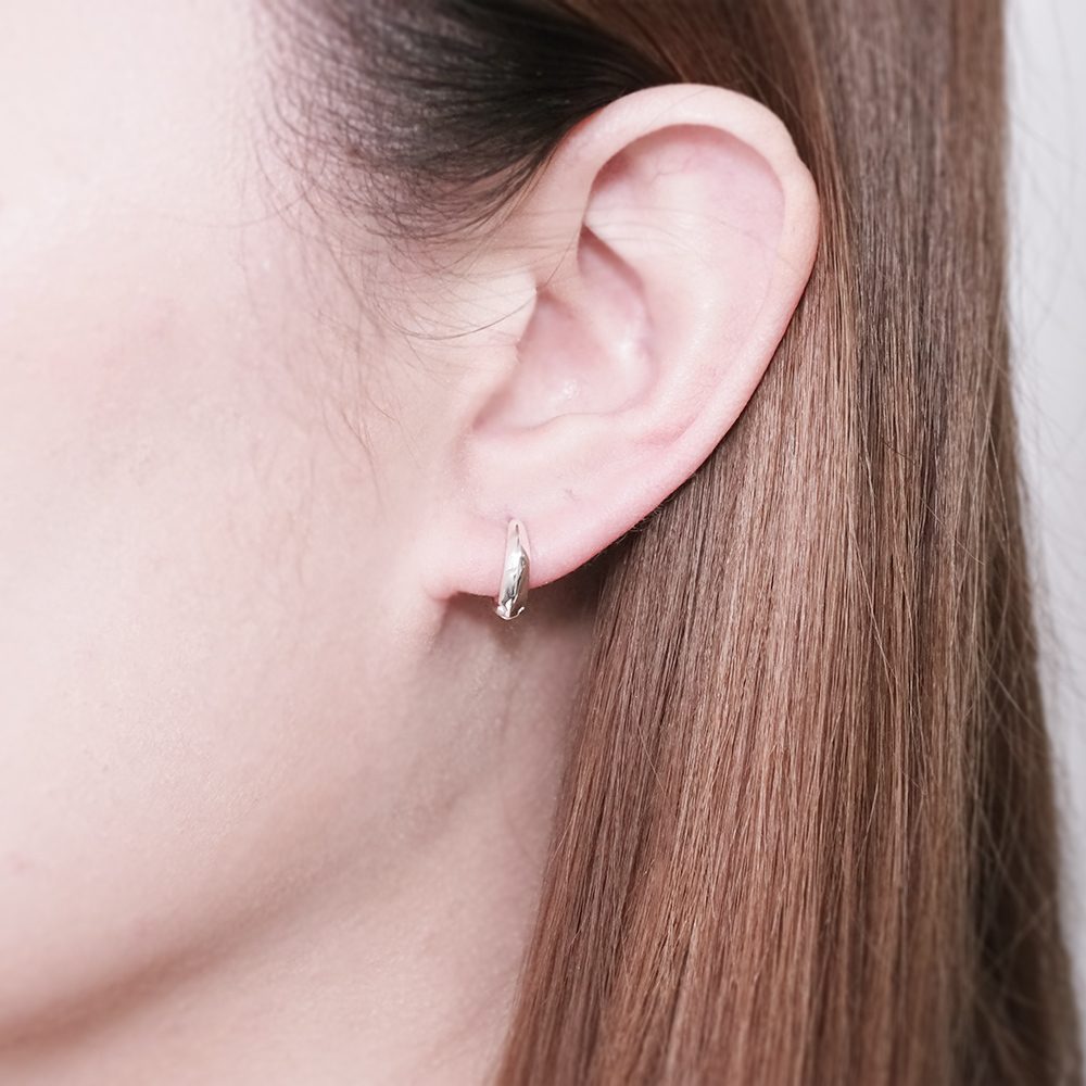 微光 易扣式 12mm 925純銀耳環 女生 男生 中性耳環