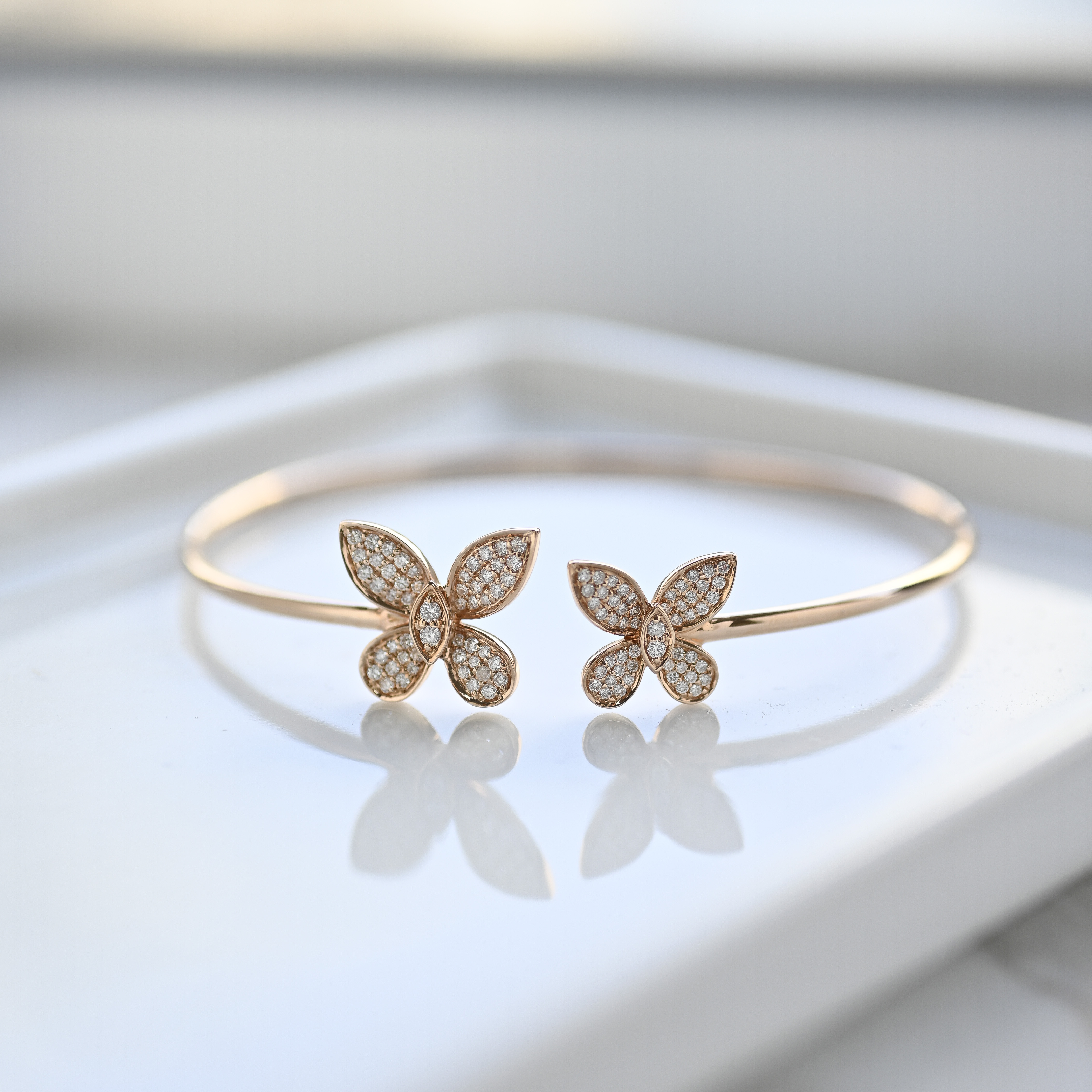 18K Duo Butterfly Diamond Bangle