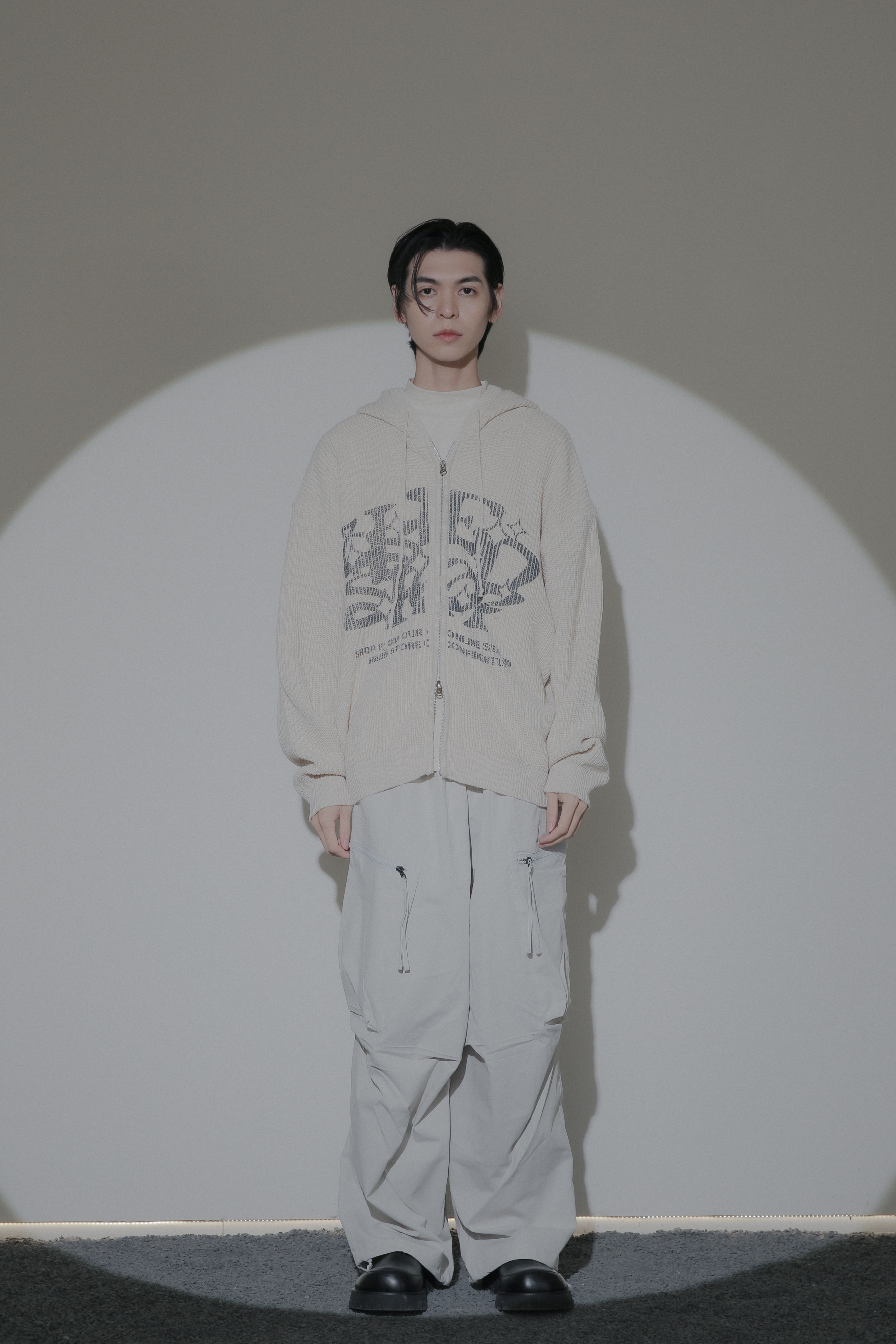 Lettering Hoodie Knit Zip Up #連帽外套