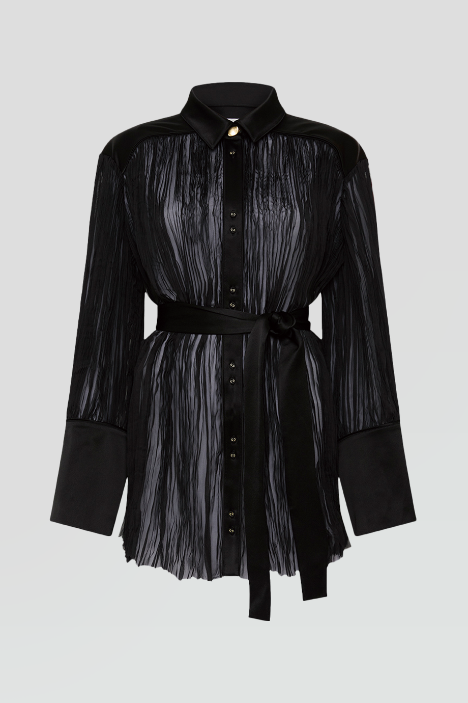 Aje｜AERIAL 褶皺透膚腰帶襯衫