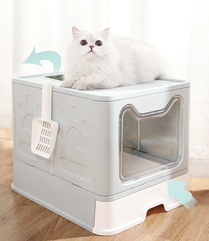 M-pets．可摺疊防外濺貓砂盤/貓廁所