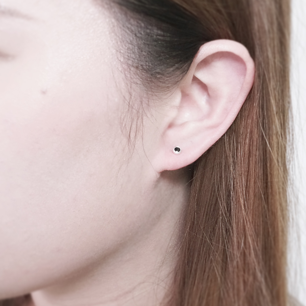 率性亮黑銀珠 基本款 轉珠耳環 925純銀耳環 女生 男生 中性耳環