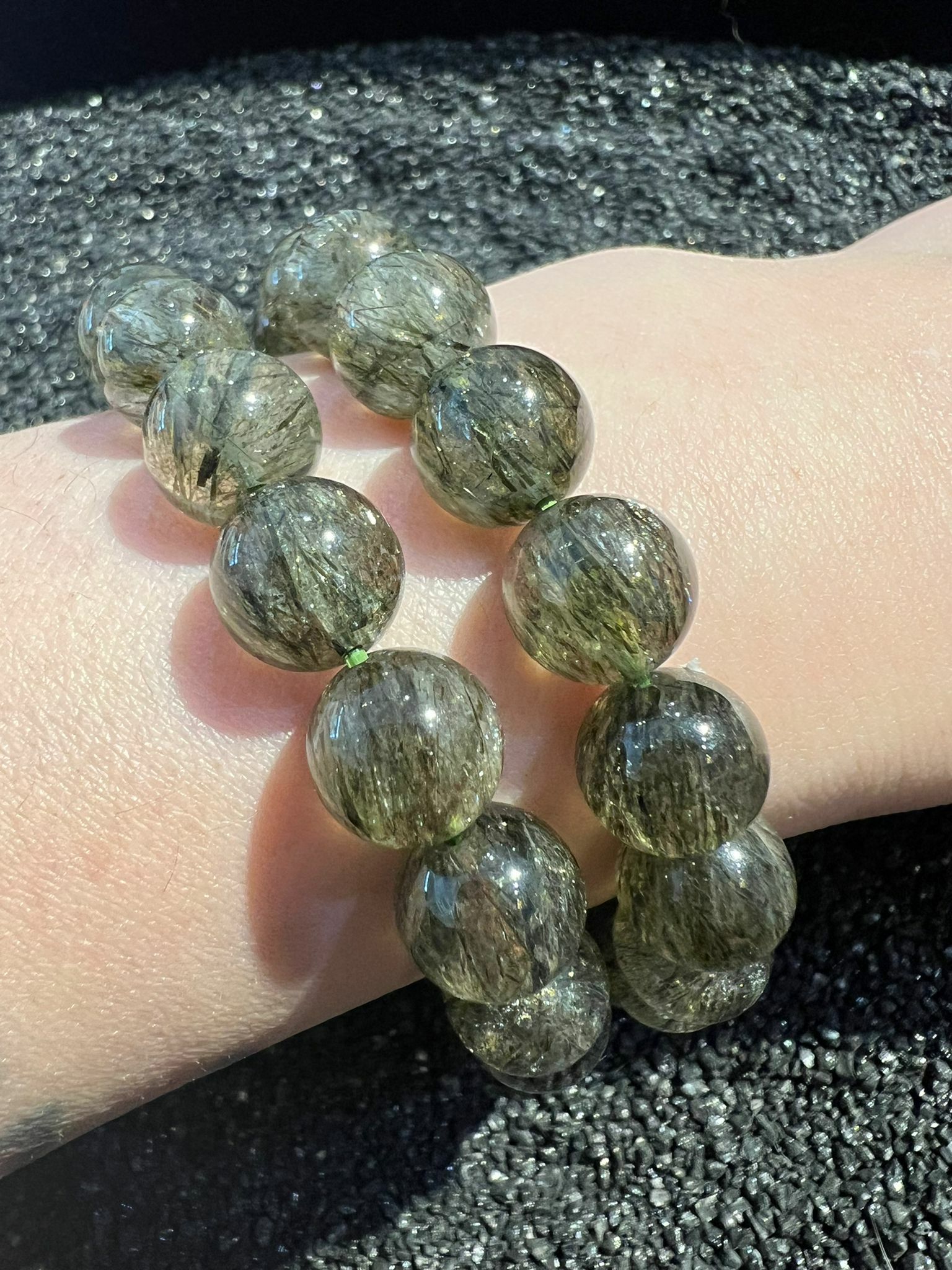 🔮能量水晶🔮綠碧璽髮晶手串 (H3/CR262)