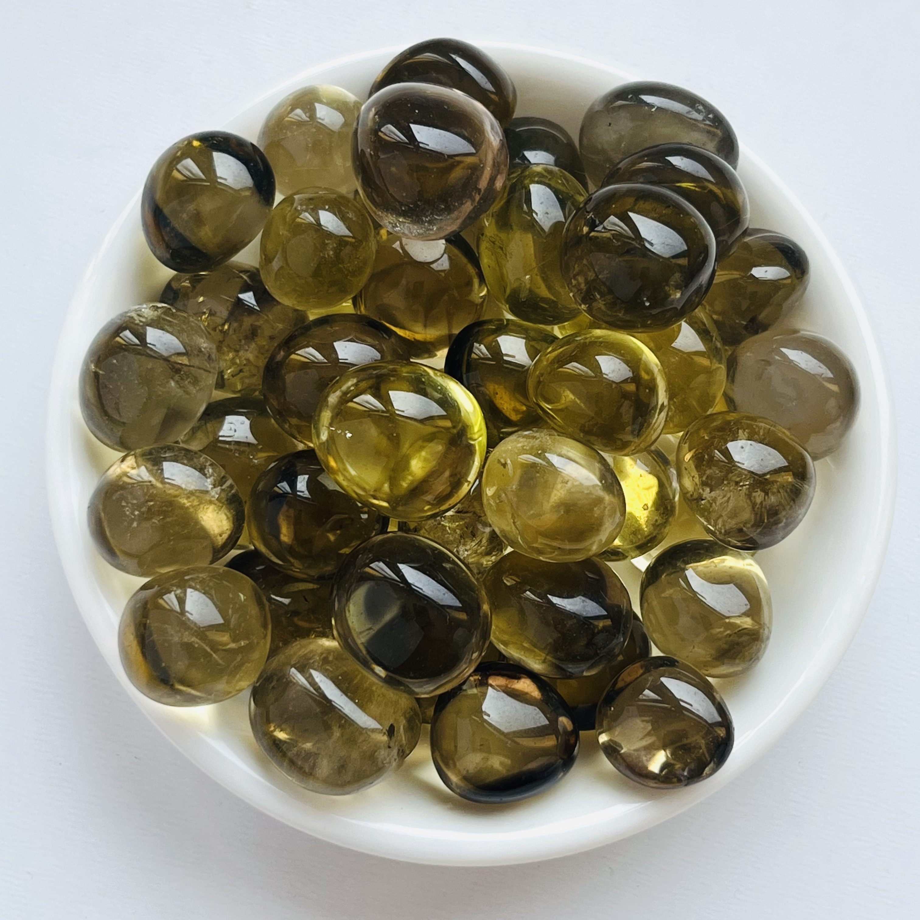 [原石] 茶黃晶 水晶滾石