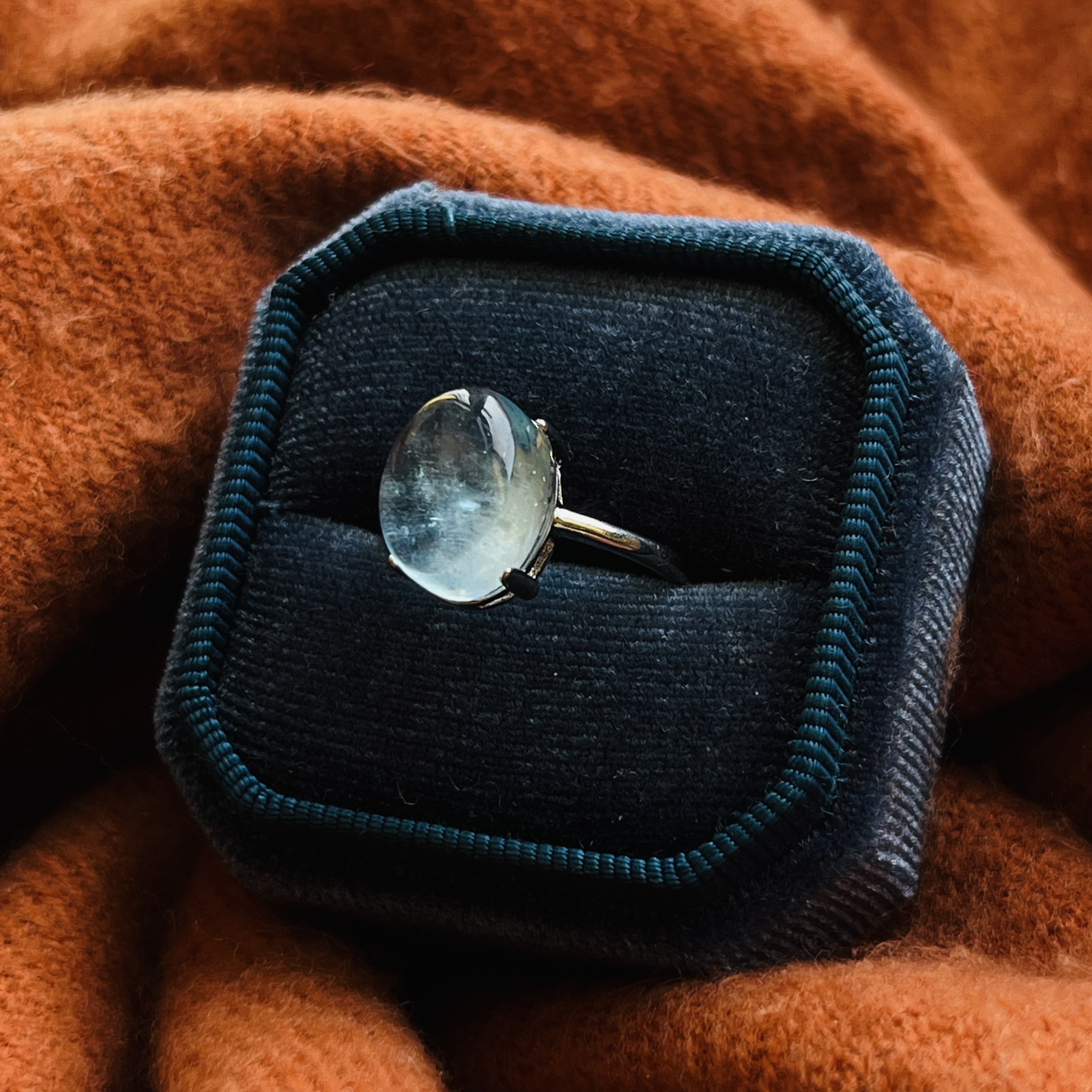 [原石] 冰種海藍寶 水晶戒指