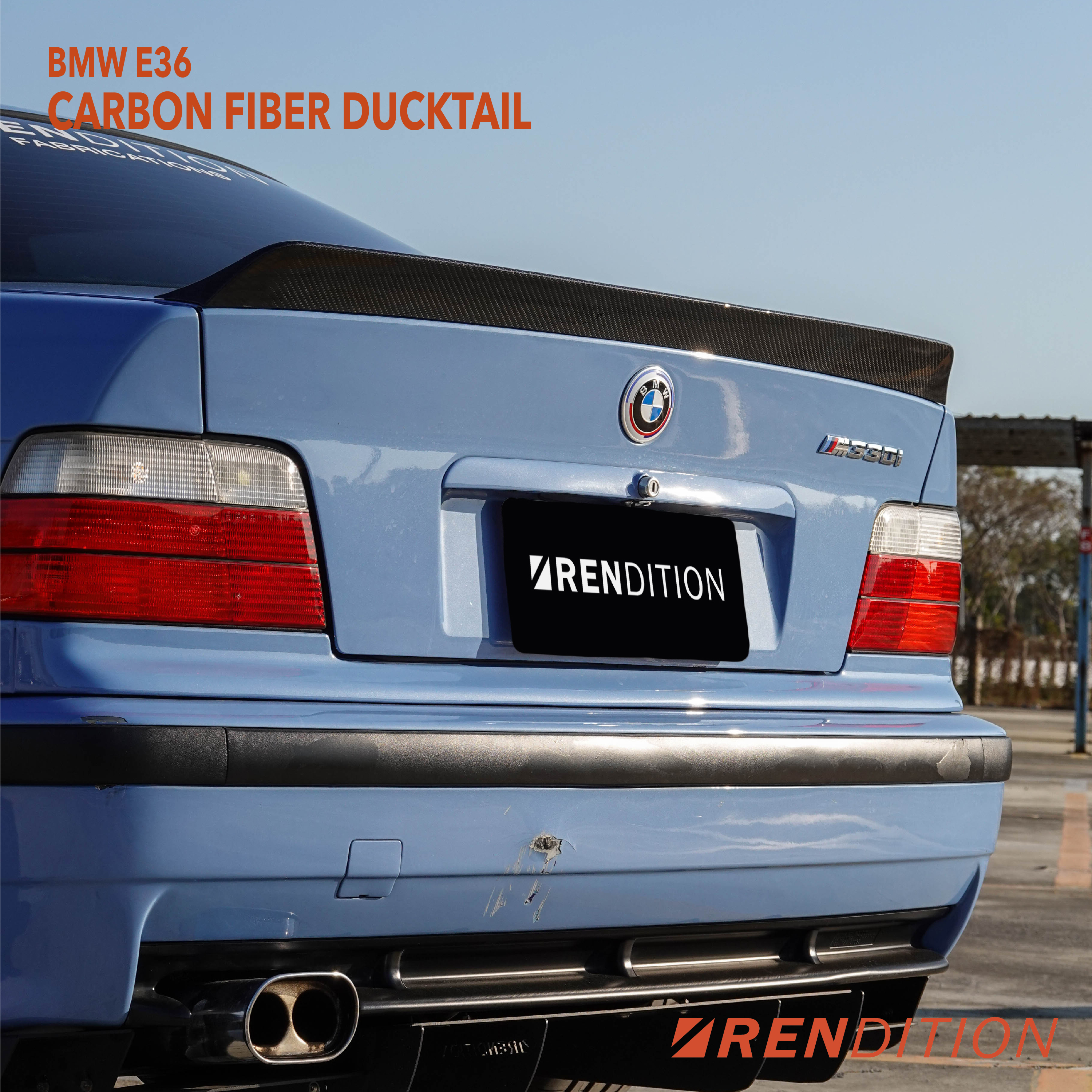 BMW E36 CARBON FIBER DUCKTAIL / REAR SPOILER KIT / REAR WING