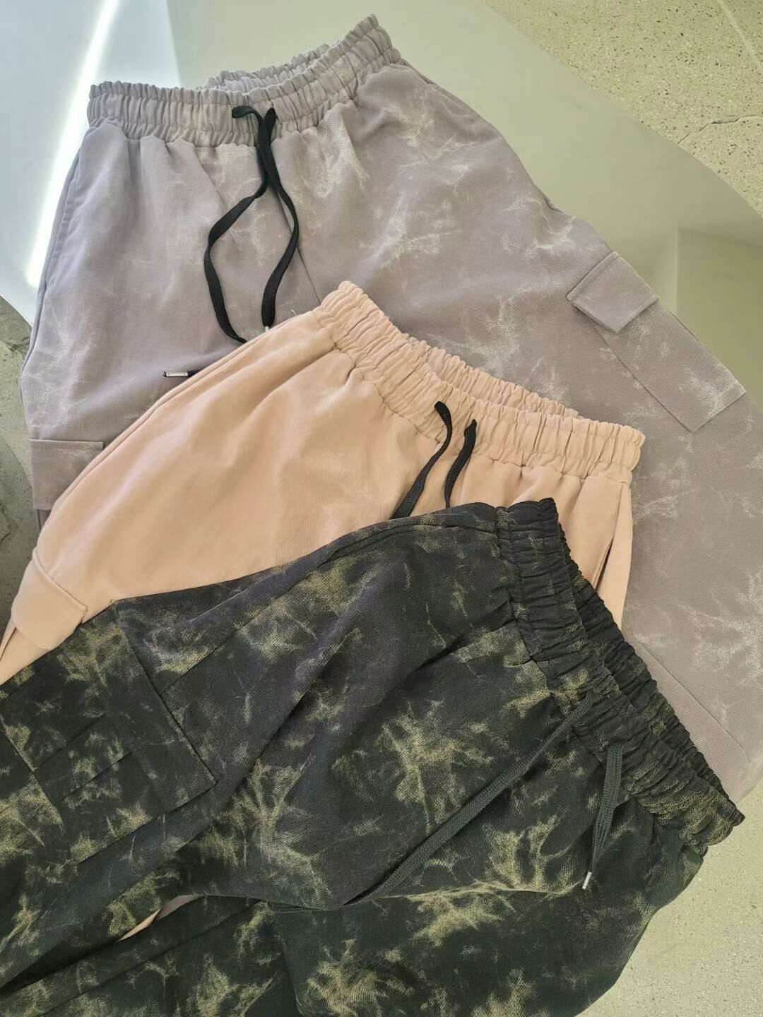 紮染工裝鬆身褲 P2757