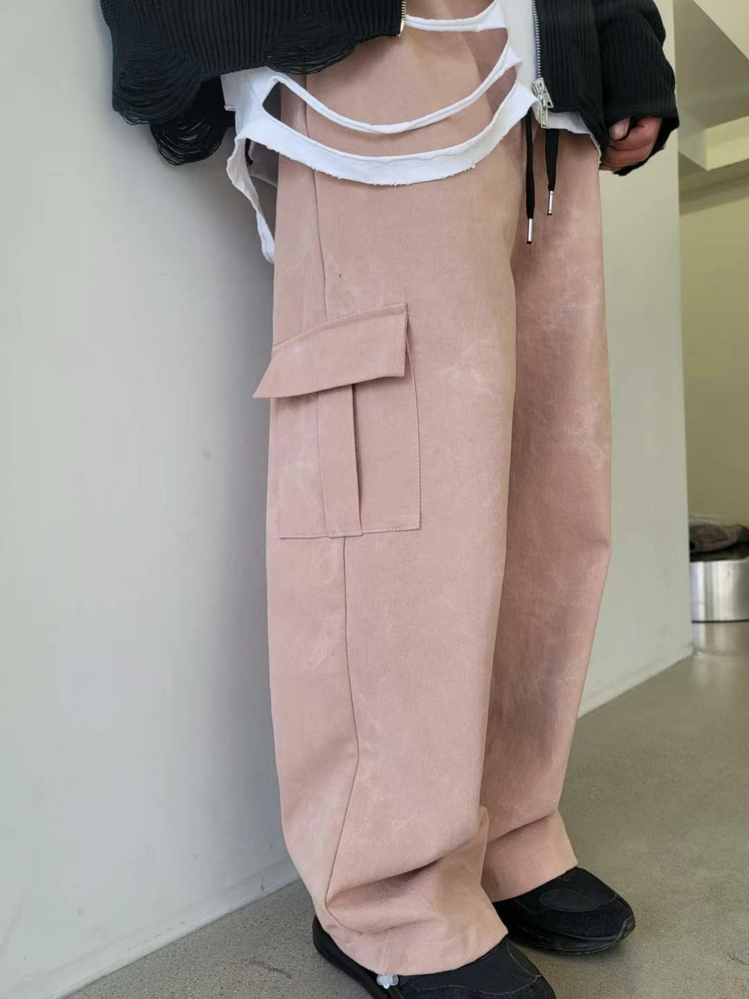 紮染工裝鬆身褲 P2757