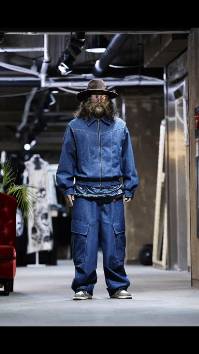 原漿牛仔寬鬆拉鍊牛仔夾克