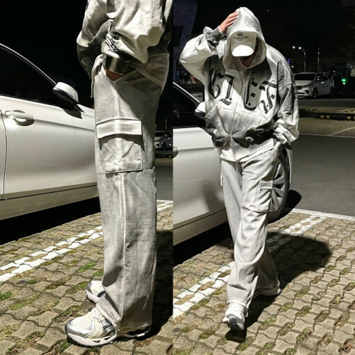 汙色懷舊工裝運動褲