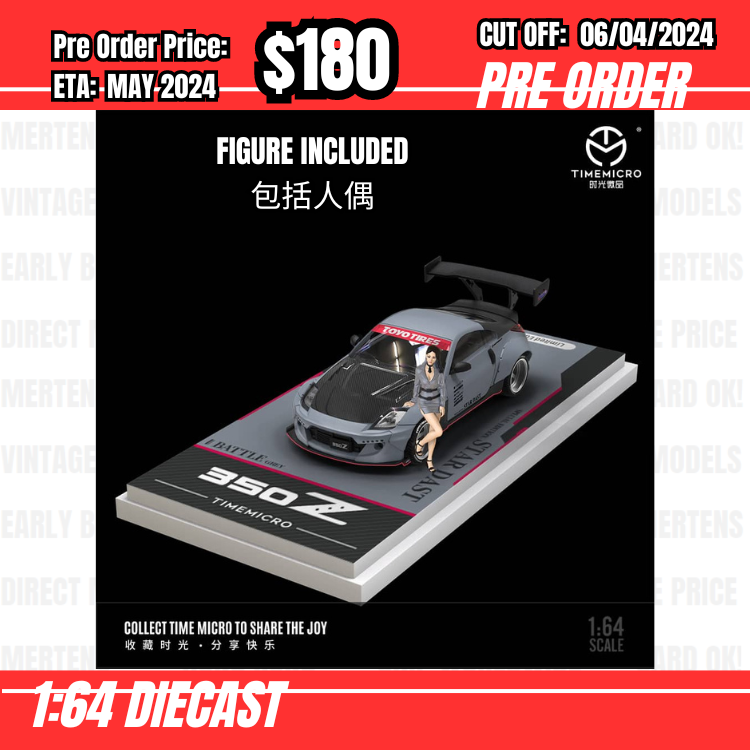 RS-$180  * Time Micro * 1:64 Nissan Fairlady Wide Body Grey w/figure [OD29/03]