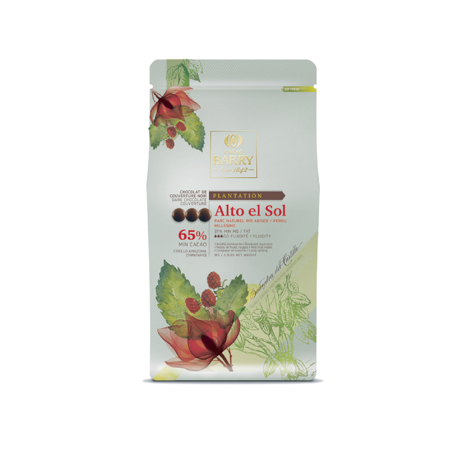 [ 頂級巧克力 ]  法國CACAO BARRY 65%秘魯阿多索莊園調溫巧克力 (鈕扣狀)