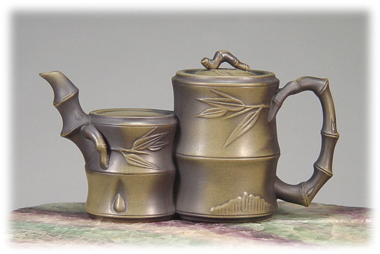 鹿港窯禮品館│意象紫砂茶壺【竹報平安】 窯變黃