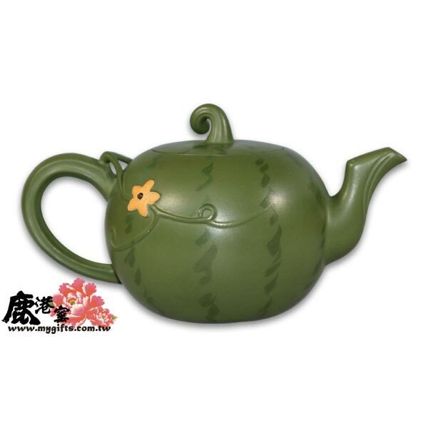 鹿港窯禮品館│意象紫砂茶壺【小西瓜】 綠泥