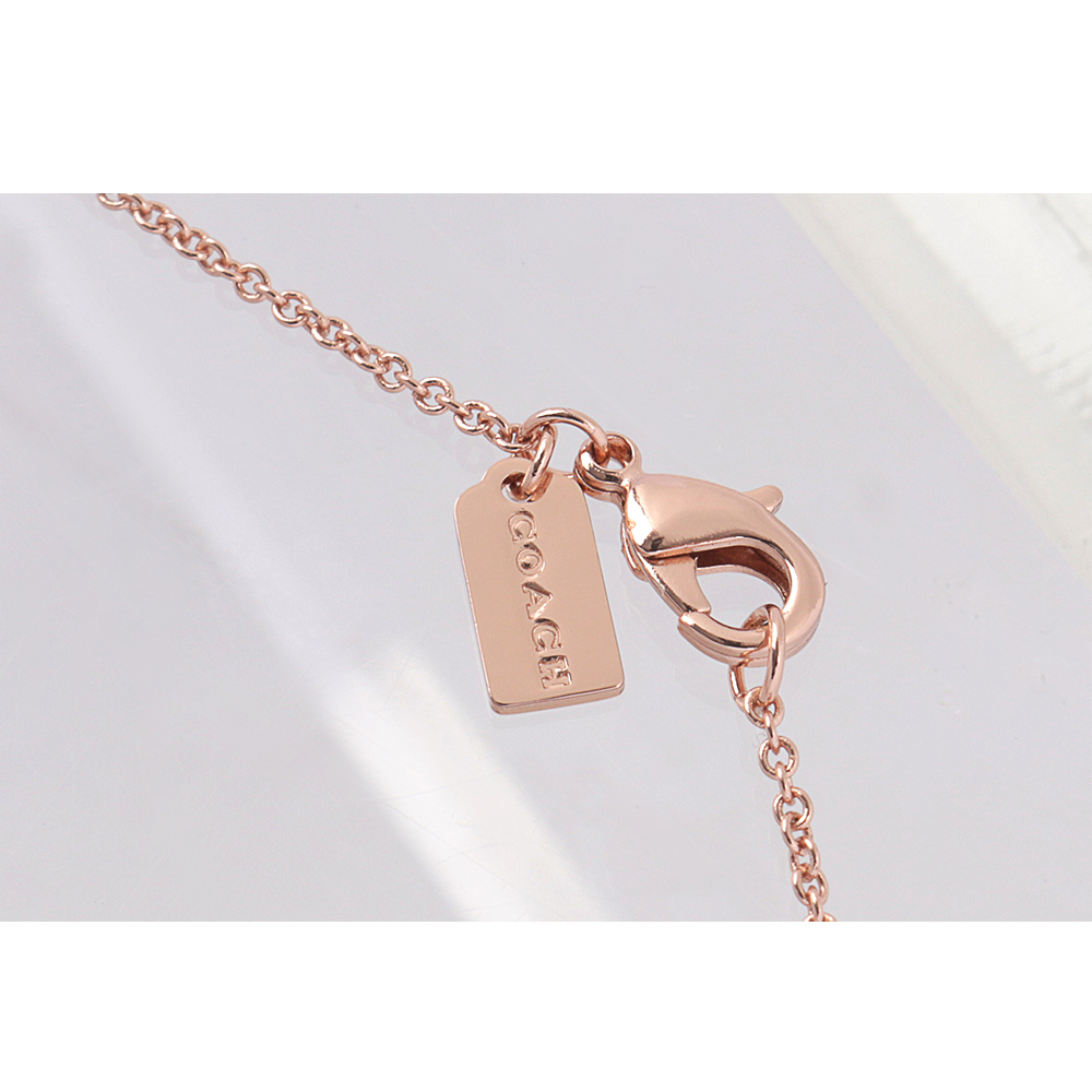 【COACH】C Logo/金屬/玻璃水鑽三圓環項鍊(玫瑰金) CI902 RGD